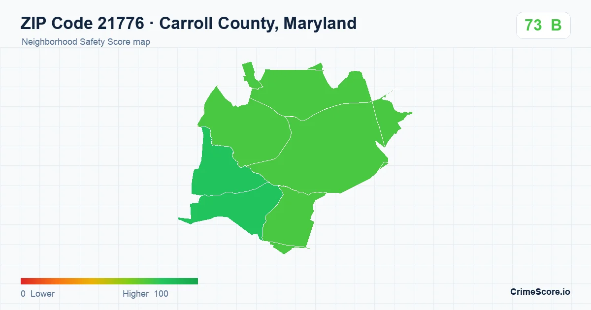 ZIP Code 21776 in Carroll County, Maryland neighborhood Safety Score map