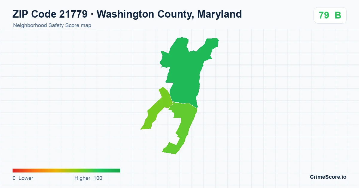 ZIP Code 21779 in Washington County, Maryland neighborhood Safety Score map