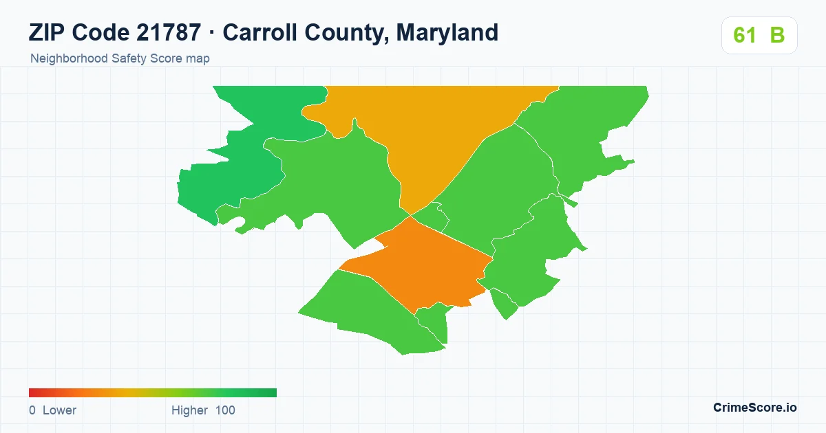 ZIP Code 21787 in Carroll County, Maryland neighborhood Safety Score map