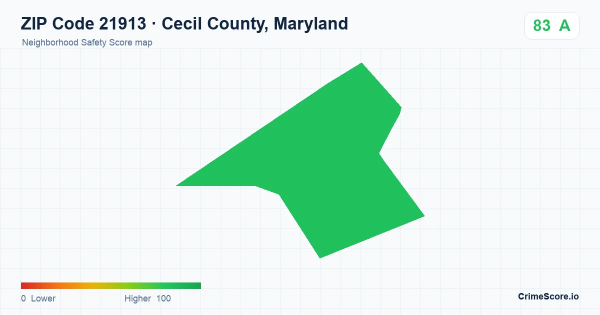 ZIP Code 21913 in Cecil County, Maryland neighborhood Safety Score map