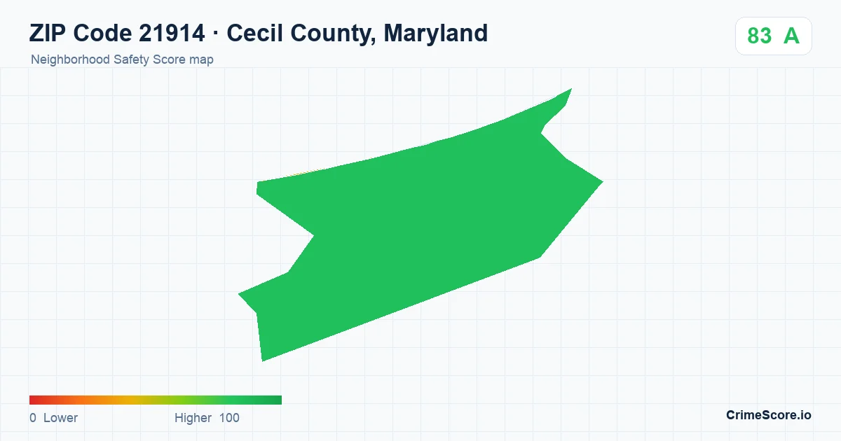 ZIP Code 21914 in Cecil County, Maryland neighborhood Safety Score map