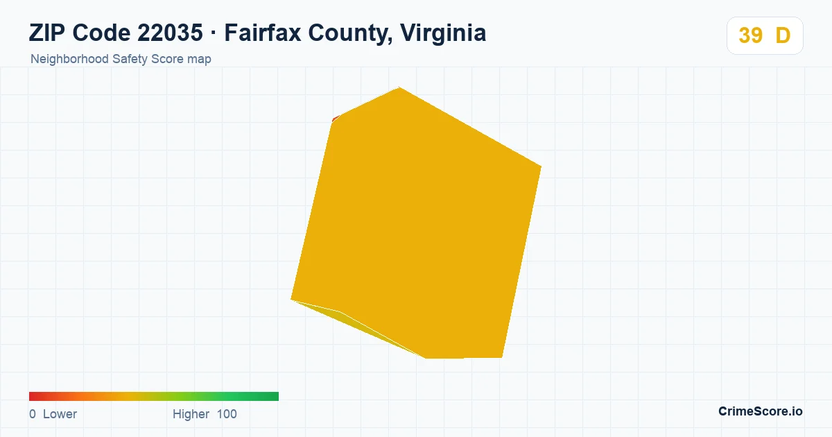 ZIP Code 22035 in Fairfax County, Virginia neighborhood Safety Score map
