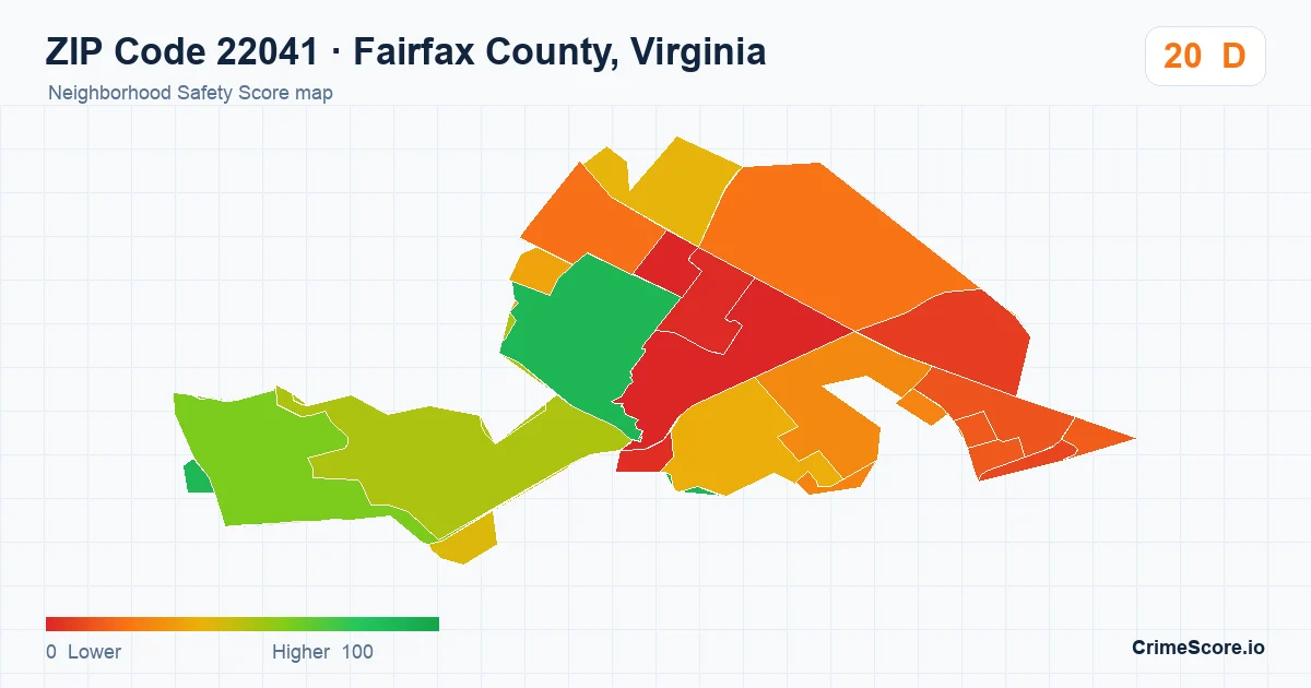 ZIP Code 22041 in Fairfax County, Virginia neighborhood Safety Score map