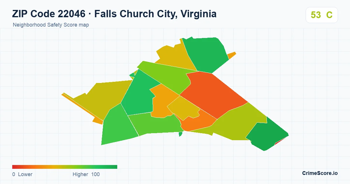 ZIP Code 22046 in Falls Church City, Virginia neighborhood Safety Score map