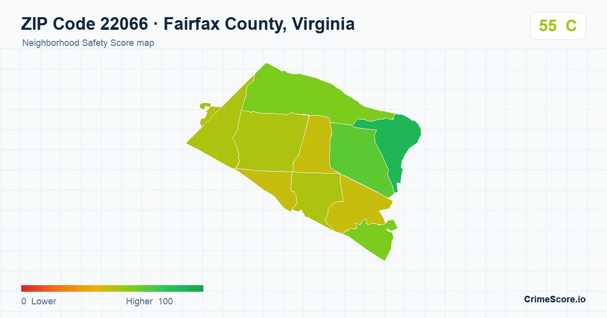 ZIP Code 22066 in Fairfax County, Virginia neighborhood Safety Score map