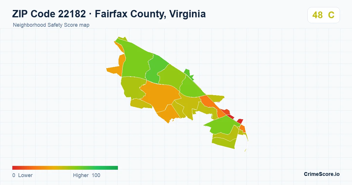 ZIP Code 22182 in Fairfax County, Virginia neighborhood Safety Score map