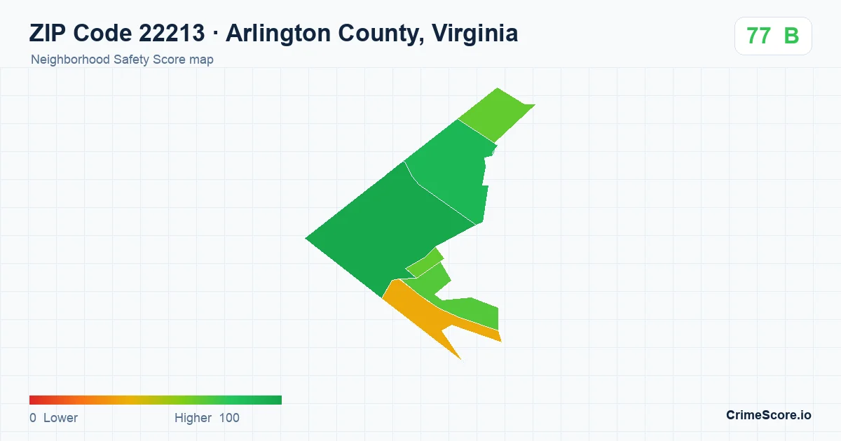 ZIP Code 22213 in Arlington County, Virginia neighborhood Safety Score map