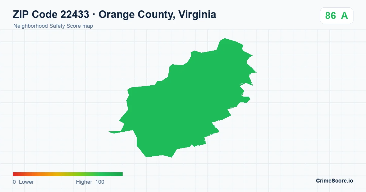 ZIP Code 22433 in Orange County, Virginia neighborhood Safety Score map