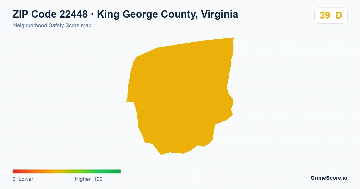 ZIP Code 22448 in King George County, Virginia neighborhood Safety Score map