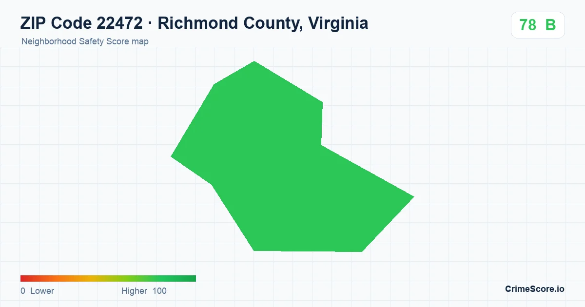 ZIP Code 22472 in Richmond County, Virginia neighborhood Safety Score map