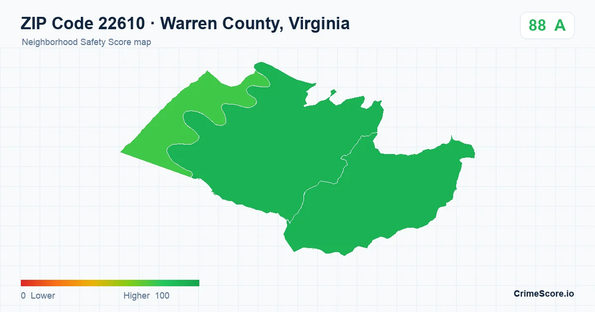 ZIP Code 22610 in Warren County, Virginia neighborhood Safety Score map