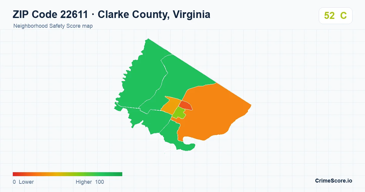 ZIP Code 22611 in Clarke County, Virginia neighborhood Safety Score map
