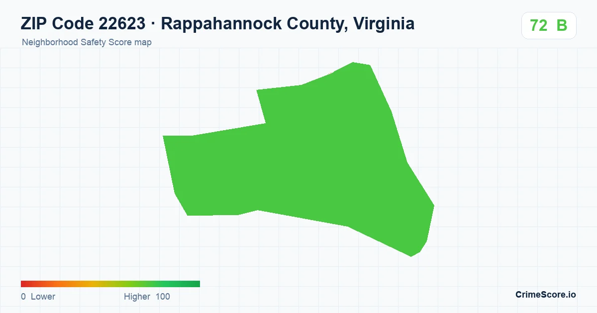 ZIP Code 22623 in Rappahannock County, Virginia neighborhood Safety Score map
