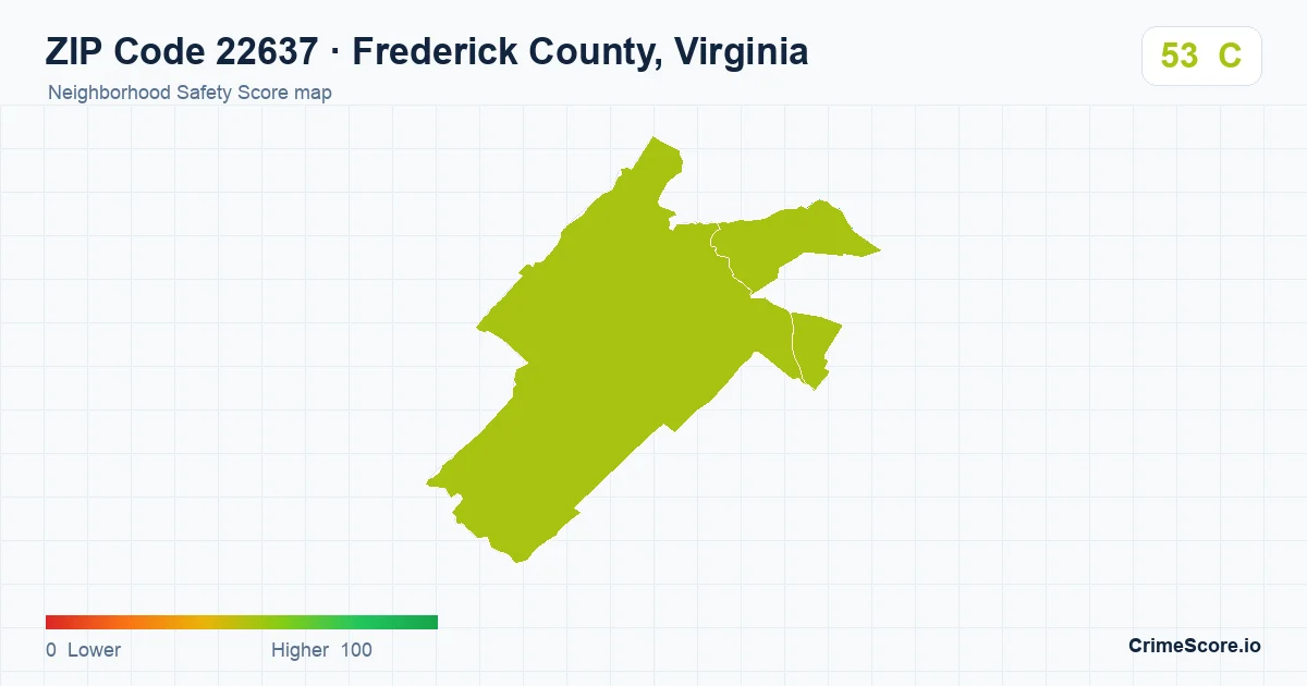 ZIP Code 22637 in Frederick County, Virginia neighborhood Safety Score map