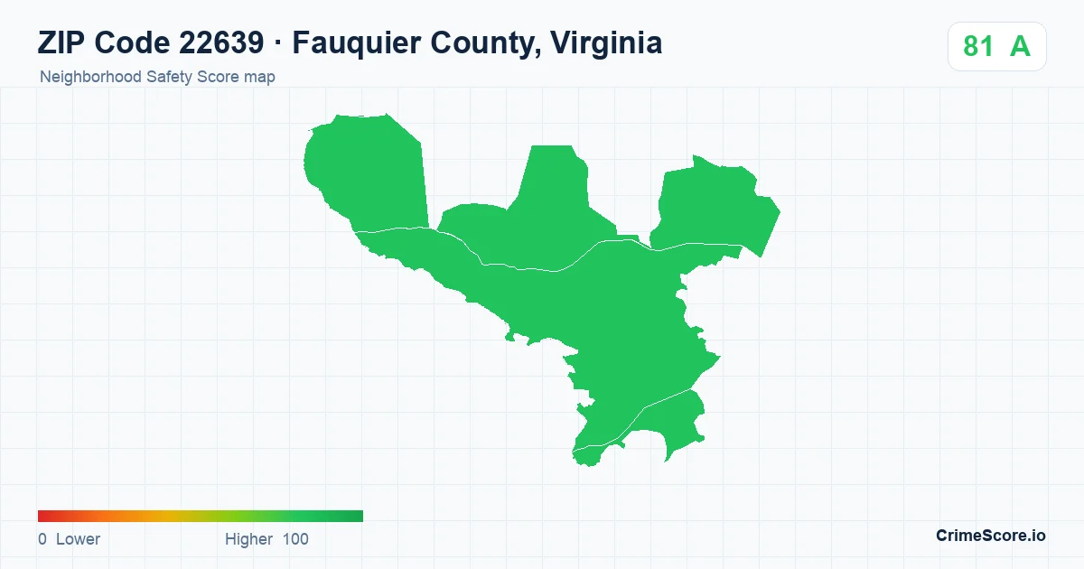 ZIP Code 22639 in Fauquier County, Virginia neighborhood Safety Score map