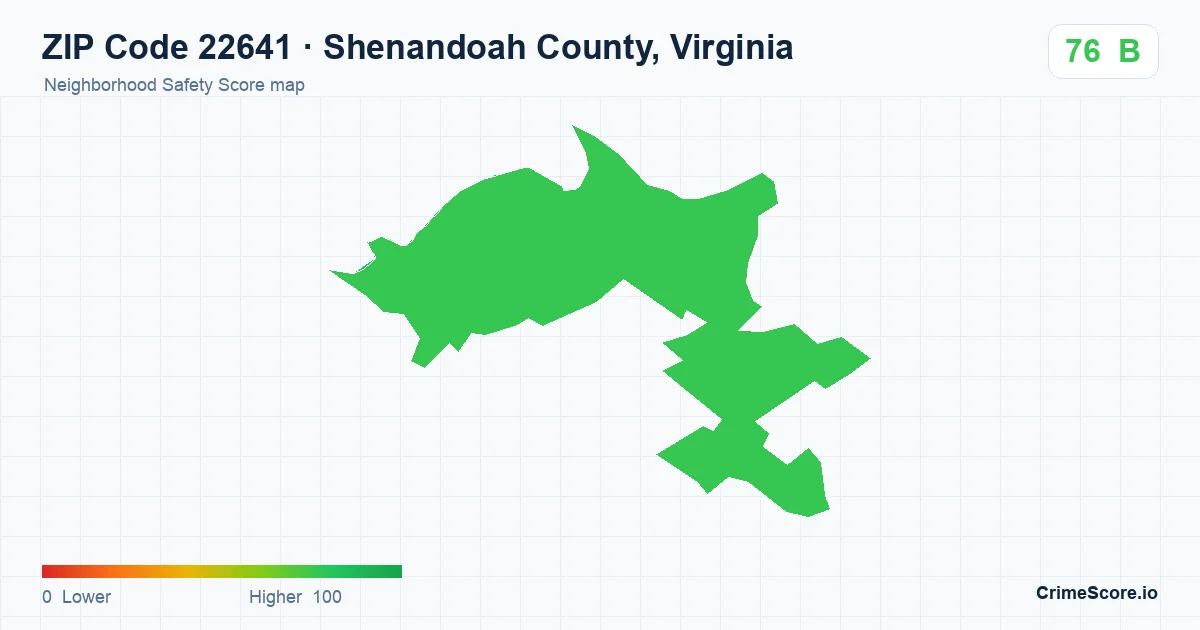 ZIP Code 22641 in Shenandoah County, Virginia neighborhood Safety Score map