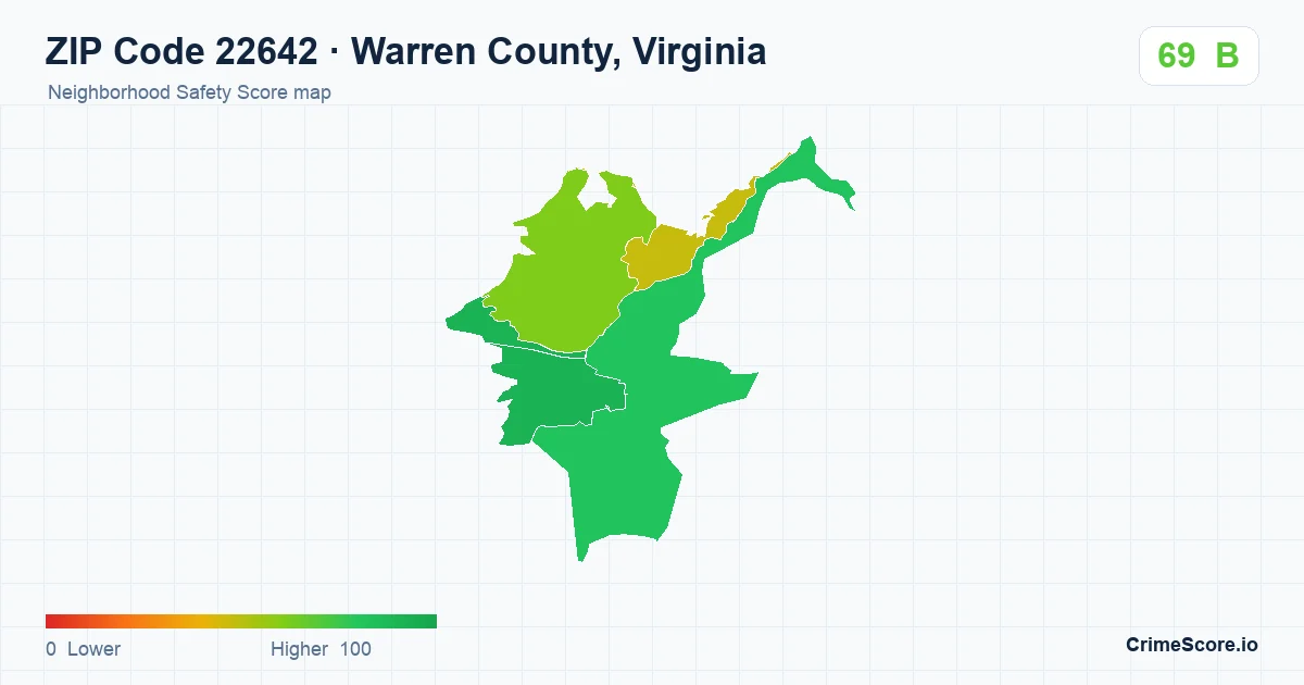 ZIP Code 22642 in Warren County, Virginia neighborhood Safety Score map