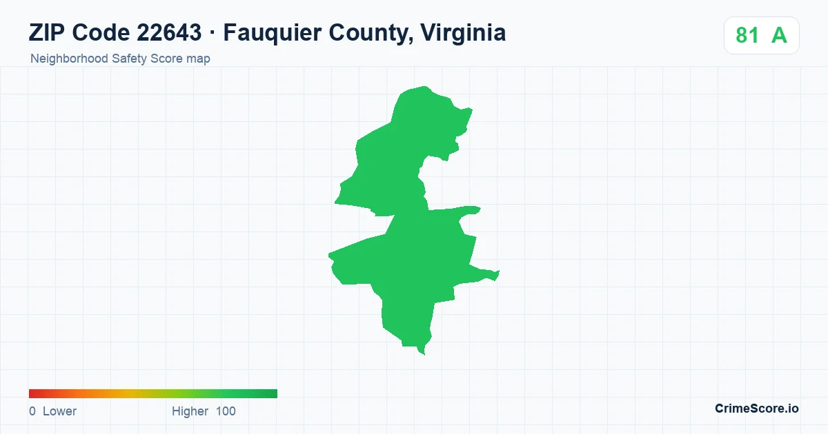ZIP Code 22643 in Fauquier County, Virginia neighborhood Safety Score map