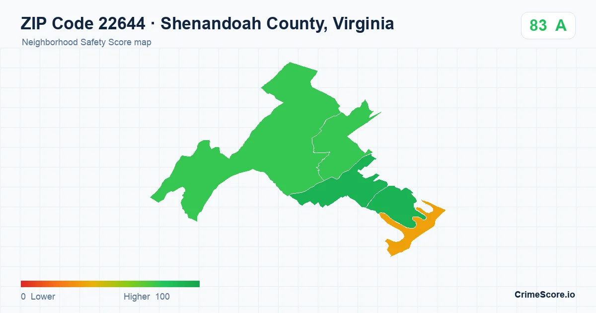 ZIP Code 22644 in Shenandoah County, Virginia neighborhood Safety Score map