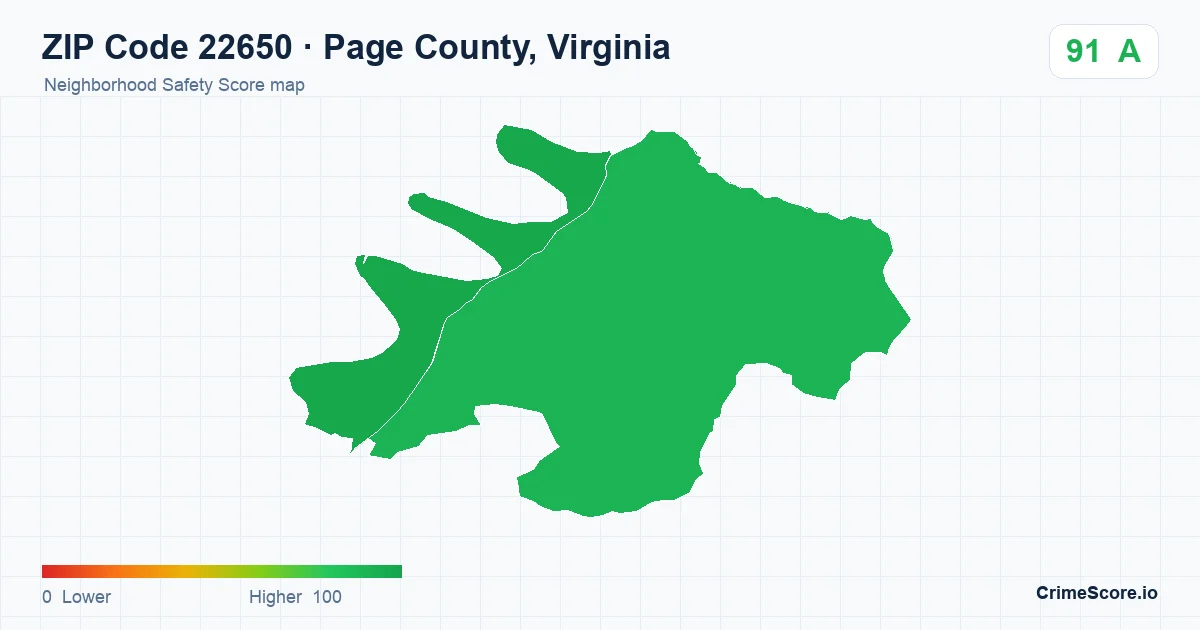 ZIP Code 22650 in Page County, Virginia neighborhood Safety Score map