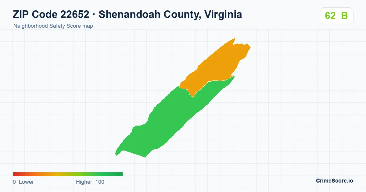 ZIP Code 22652 in Shenandoah County, Virginia neighborhood Safety Score map