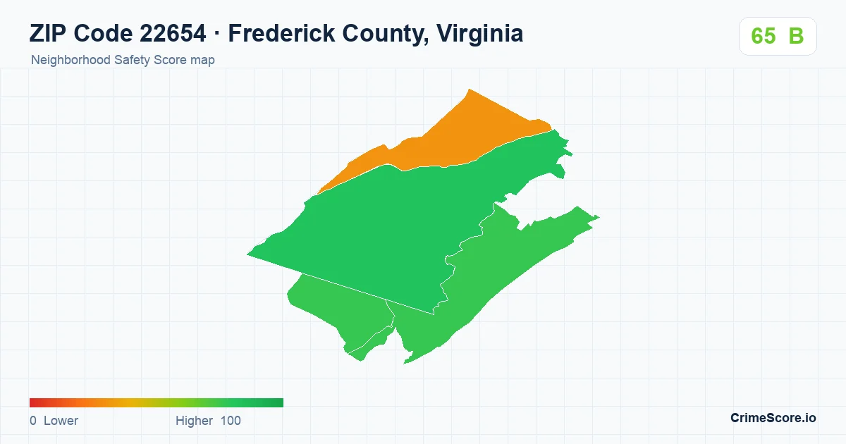 ZIP Code 22654 in Frederick County, Virginia neighborhood Safety Score map