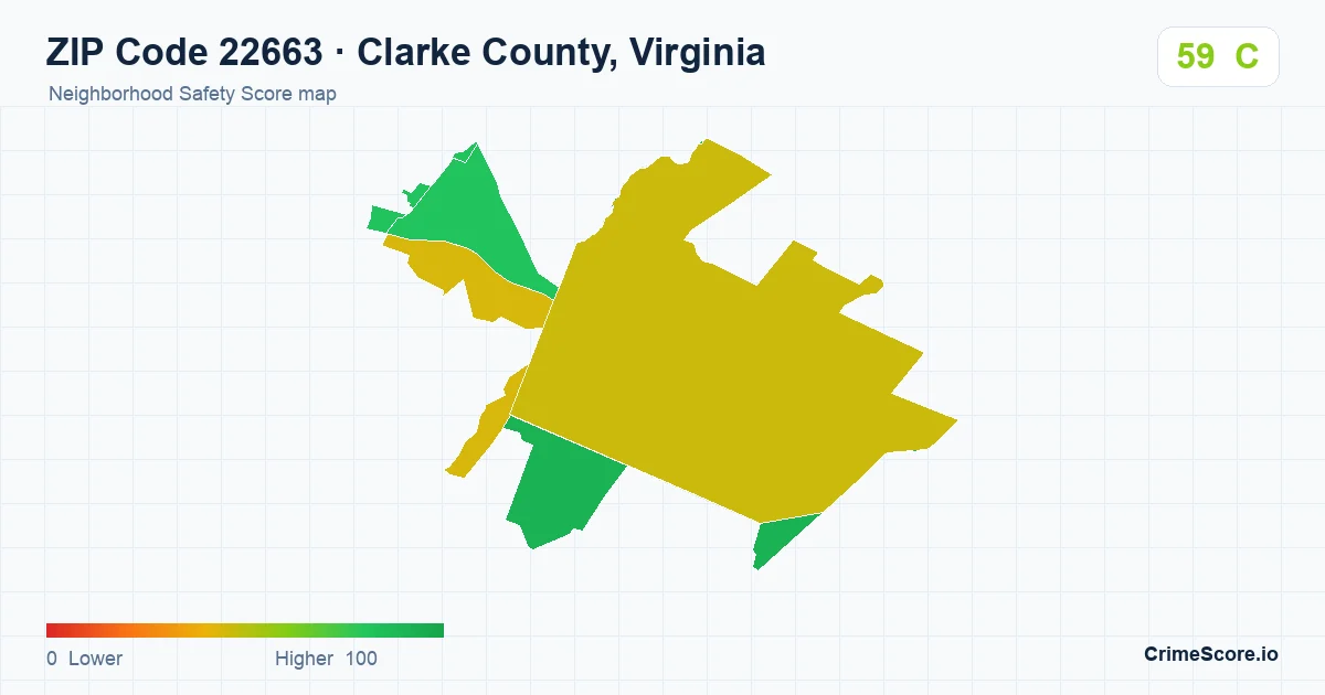 ZIP Code 22663 in Clarke County, Virginia neighborhood Safety Score map