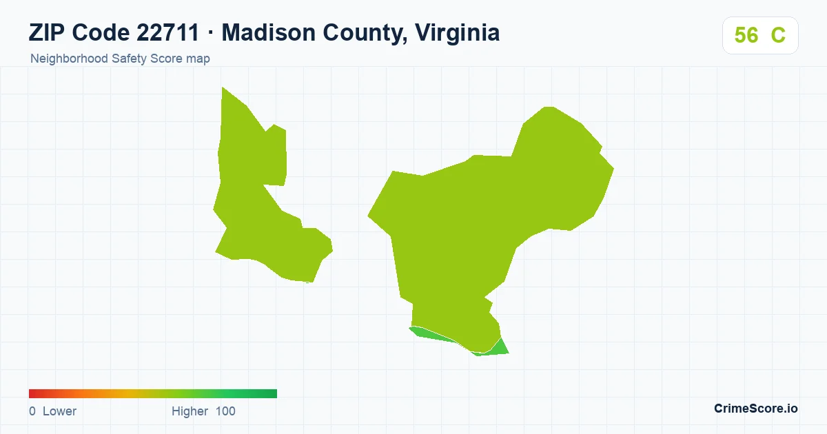 ZIP Code 22711 in Madison County, Virginia neighborhood Safety Score map