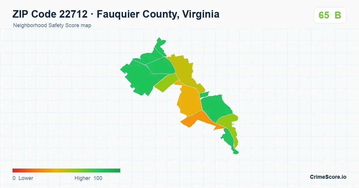 ZIP Code 22712 in Fauquier County, Virginia neighborhood Safety Score map