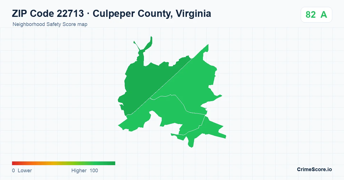 ZIP Code 22713 in Culpeper County, Virginia neighborhood Safety Score map