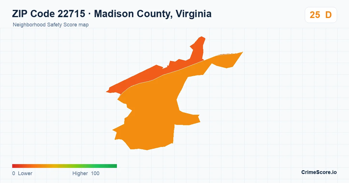 ZIP Code 22715 in Madison County, Virginia neighborhood Safety Score map