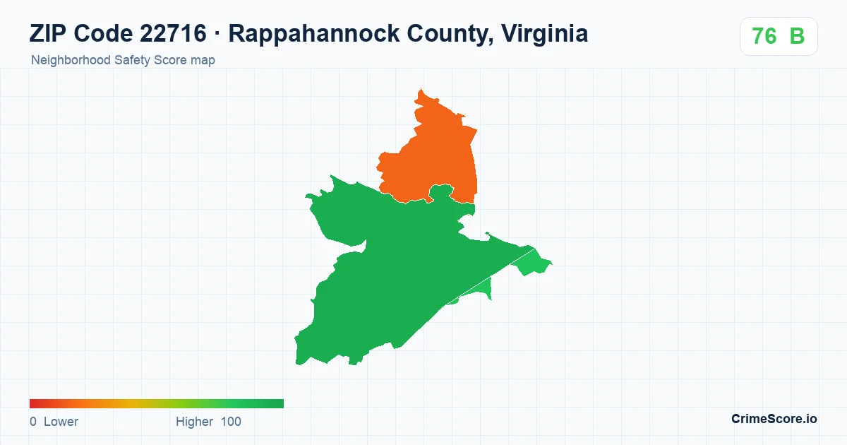 ZIP Code 22716 in Rappahannock County, Virginia neighborhood Safety Score map
