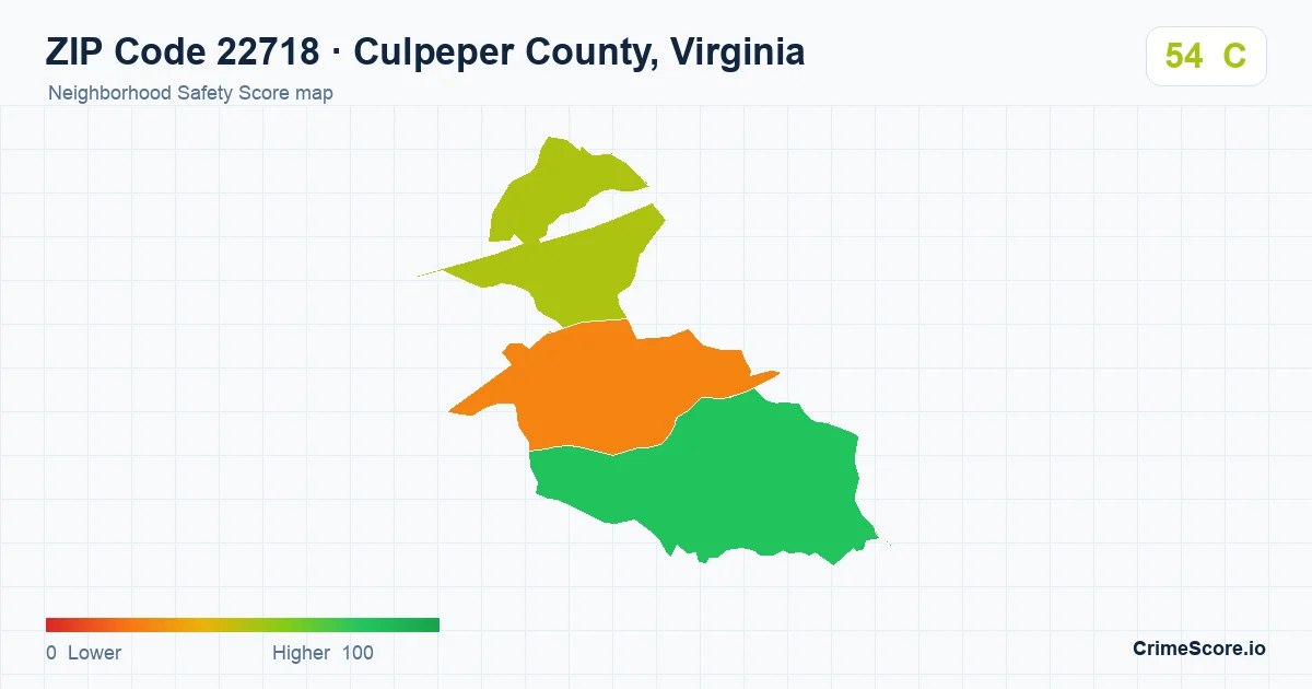 ZIP Code 22718 in Culpeper County, Virginia neighborhood Safety Score map