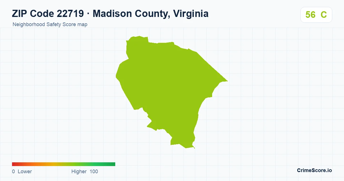 ZIP Code 22719 in Madison County, Virginia neighborhood Safety Score map