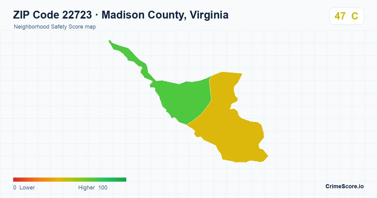 ZIP Code 22723 in Madison County, Virginia neighborhood Safety Score map