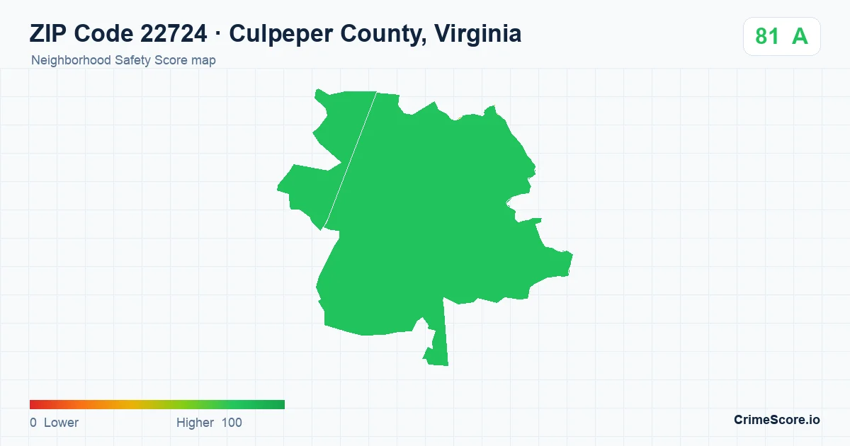 ZIP Code 22724 in Culpeper County, Virginia neighborhood Safety Score map