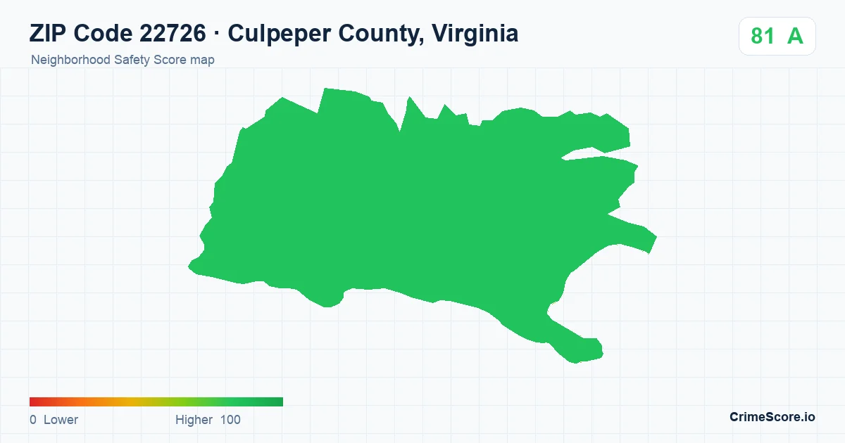 ZIP Code 22726 in Culpeper County, Virginia neighborhood Safety Score map
