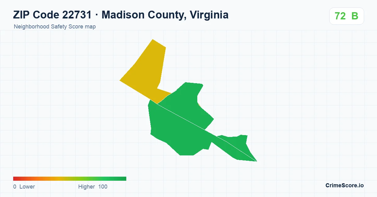 ZIP Code 22731 in Madison County, Virginia neighborhood Safety Score map