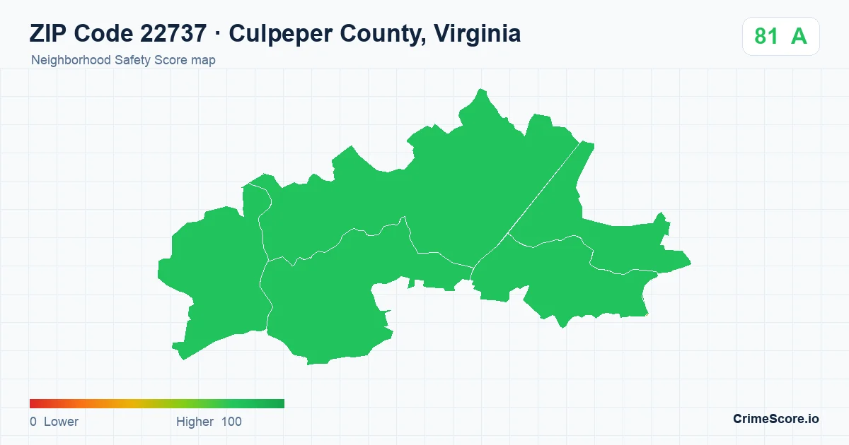 ZIP Code 22737 in Culpeper County, Virginia neighborhood Safety Score map