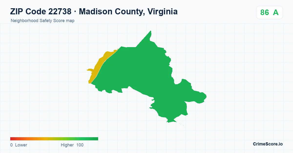 ZIP Code 22738 in Madison County, Virginia neighborhood Safety Score map