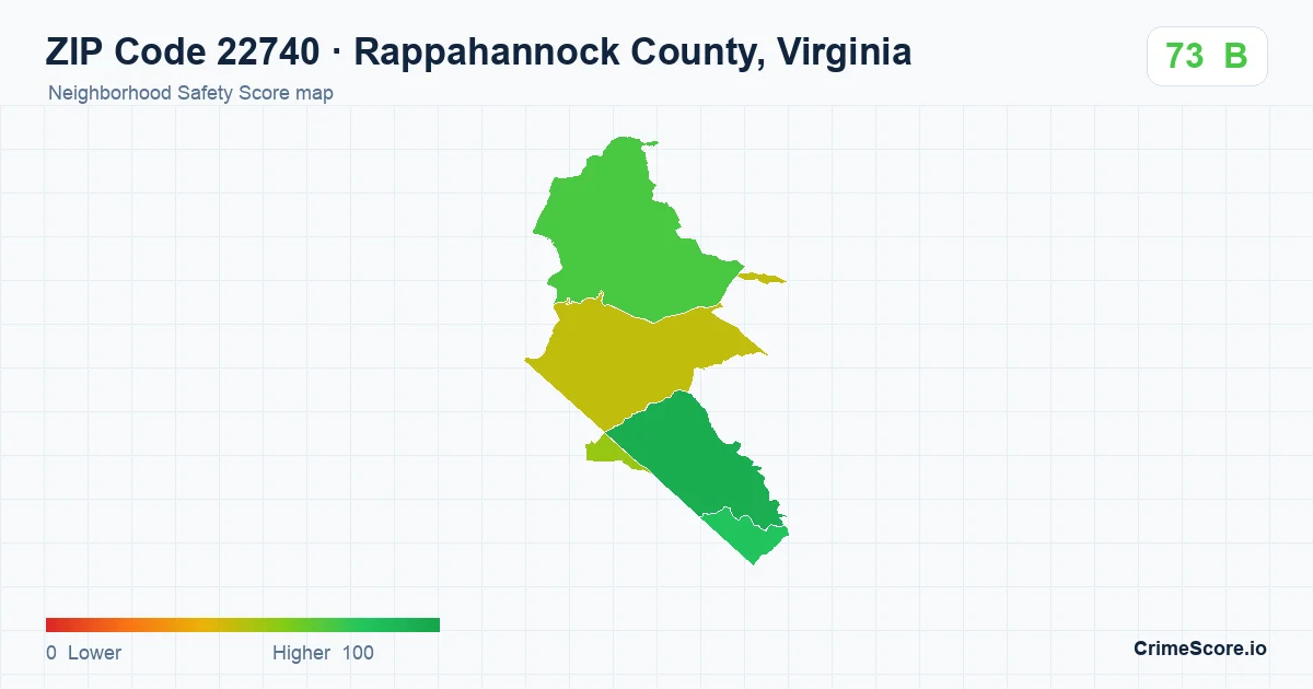 ZIP Code 22740 in Rappahannock County, Virginia neighborhood Safety Score map