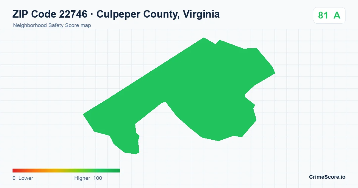 ZIP Code 22746 in Culpeper County, Virginia neighborhood Safety Score map