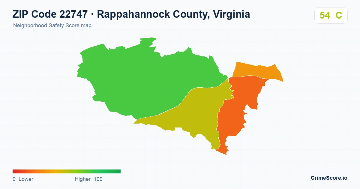 ZIP Code 22747 in Rappahannock County, Virginia neighborhood Safety Score map