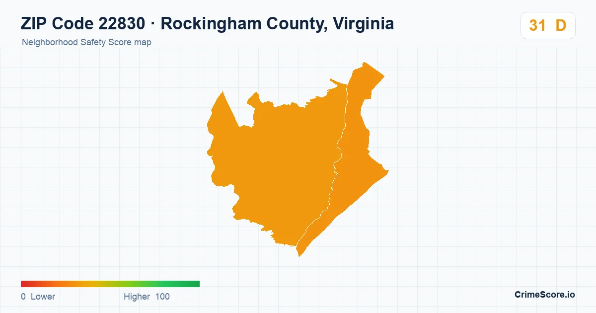 ZIP Code 22830 in Rockingham County, Virginia neighborhood Safety Score map