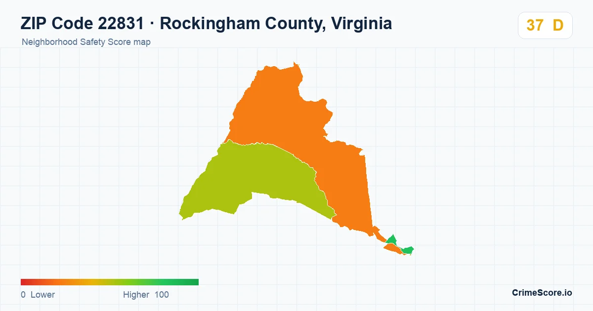 ZIP Code 22831 in Rockingham County, Virginia neighborhood Safety Score map