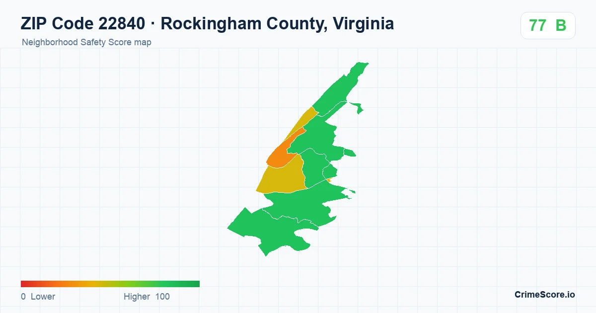 ZIP Code 22840 in Rockingham County, Virginia neighborhood Safety Score map