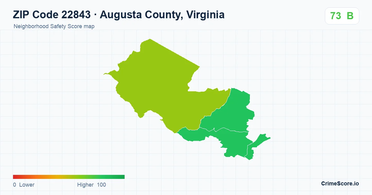 ZIP Code 22843 in Augusta County, Virginia neighborhood Safety Score map