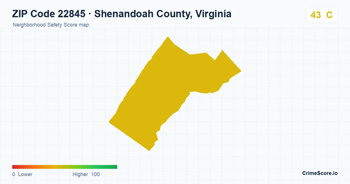 ZIP Code 22845 in Shenandoah County, Virginia neighborhood Safety Score map