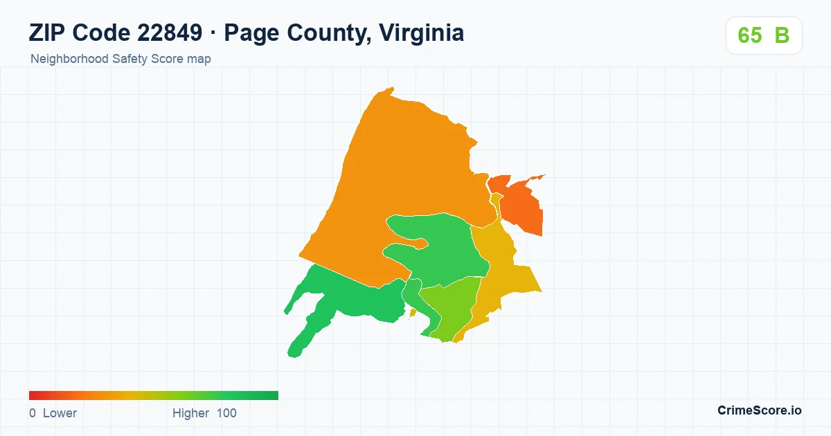 ZIP Code 22849 in Page County, Virginia neighborhood Safety Score map