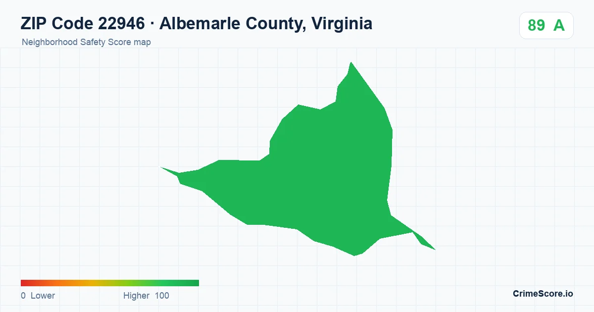 ZIP Code 22946 in Albemarle County, Virginia neighborhood Safety Score map